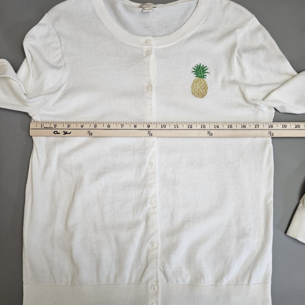 J. Crew Pineapple Caryn Cardigan Sweater Womens Size Large Cotton Preppy Casual - Picture 4 of 9